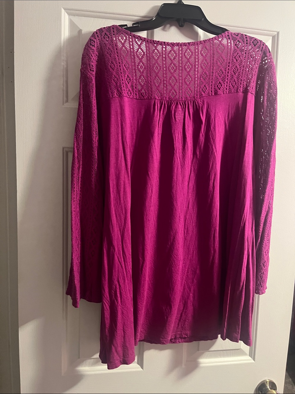 new directions Crochet Panel Scoop Neck Tunic - Fuchsia - Picture 4 of 6